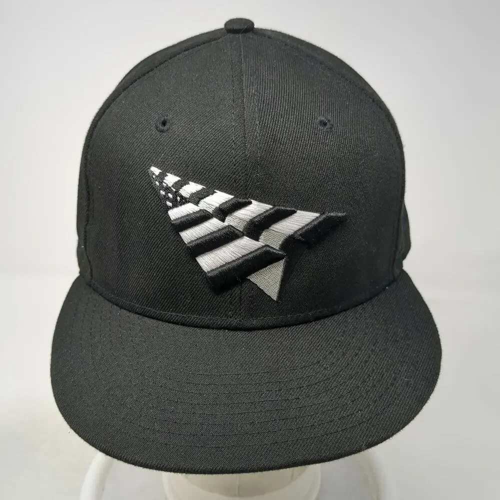 New Era Snapback Hat Black One Size Paper Plane 9FIFTY Flat Brim Stars Stripes